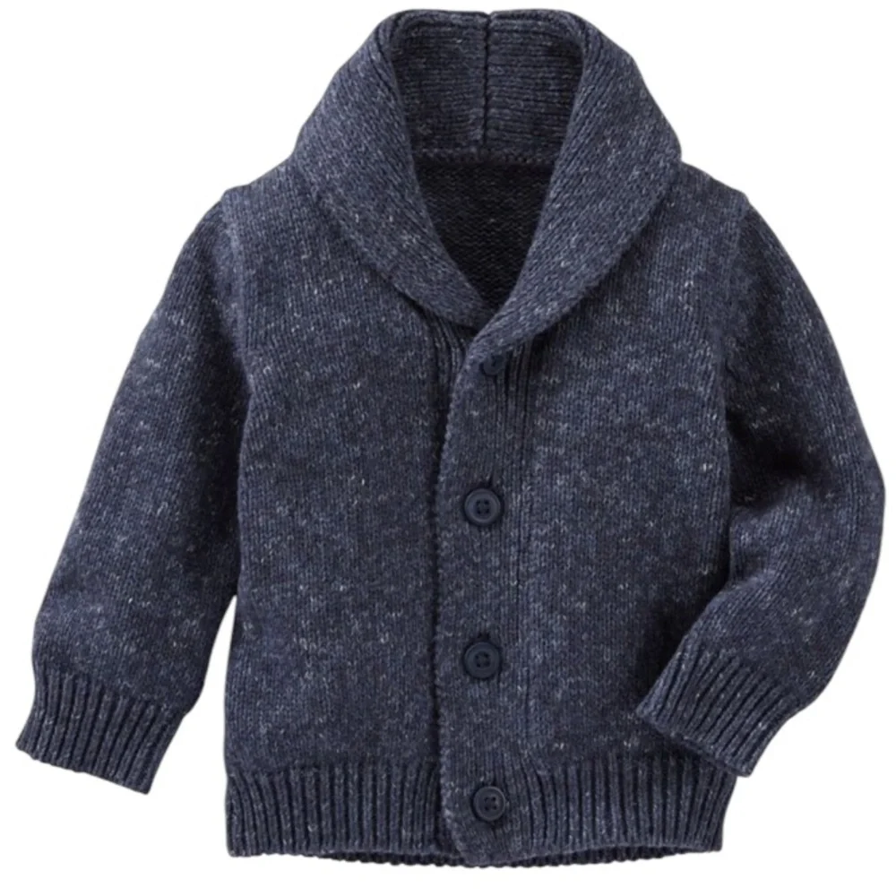 Baby B’Gosh boy’s blue shawl collar button up cotton cardigan sweater size 12M